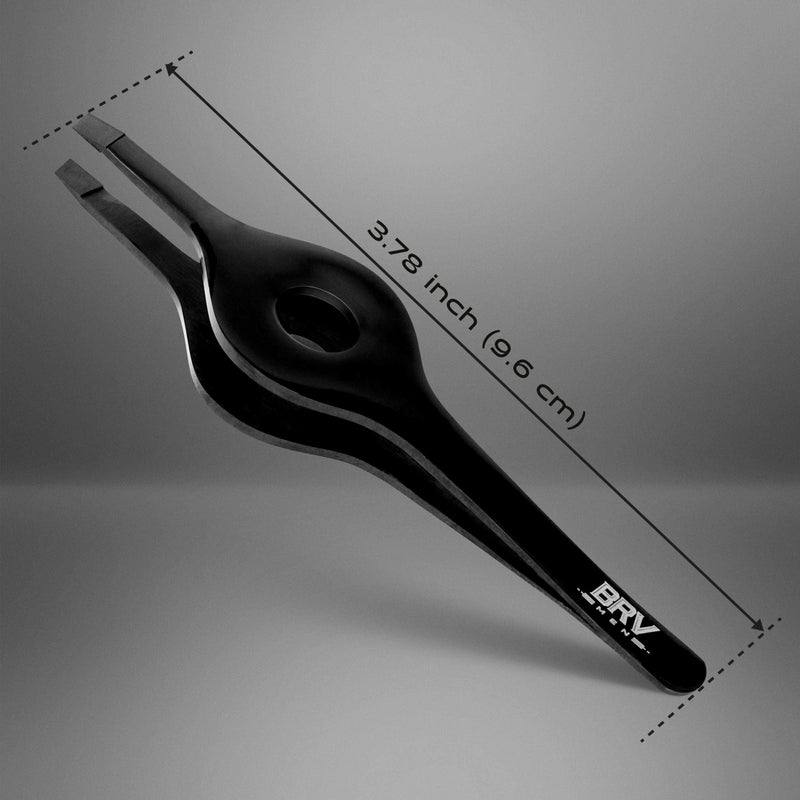 BRV MEN Wide Grip Slant Tweezers | Hand-Filed Slanted Tips for Ultra-Precision | Tweezers for Eyebrows & Nose/Ear/Facial Hair | Professional Tweezers for Women & Men - Black - Image 3